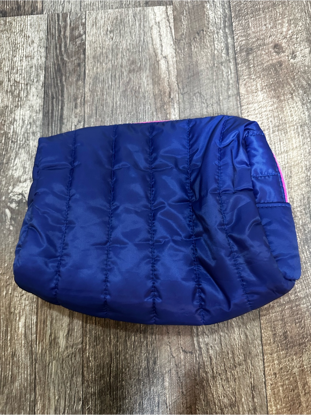 Strivectin Quilted Navy Cosmetic Pouch With Pink Accent